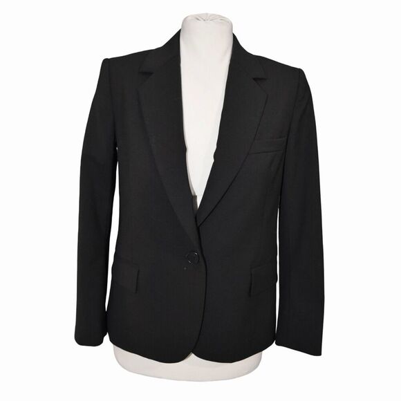 Theory Blazer Black Single Breasted Stretch Wool Suit Jacket Work Office Size 2 - Picture 5 of 7